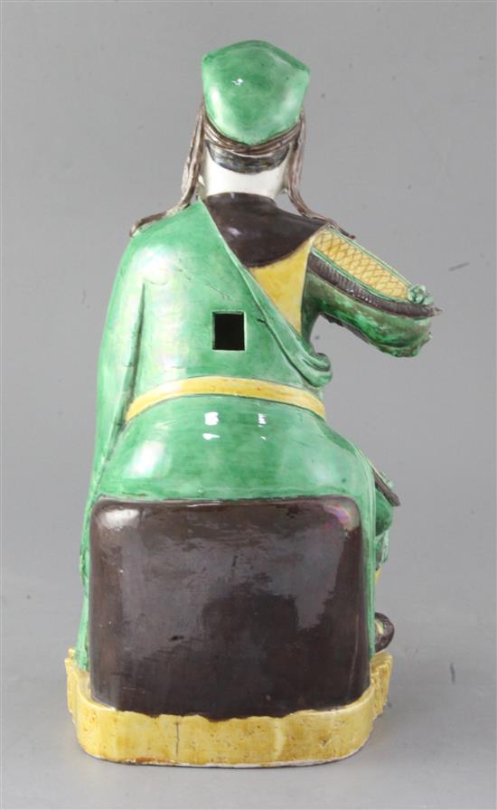 A Chinese enamelled biscuit porcelain figure of Guandi, 19th century, height 35cm